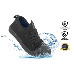 Black School Shoes Waterproof Canvas W2631A Primary | Secondary Unisex ABARO
